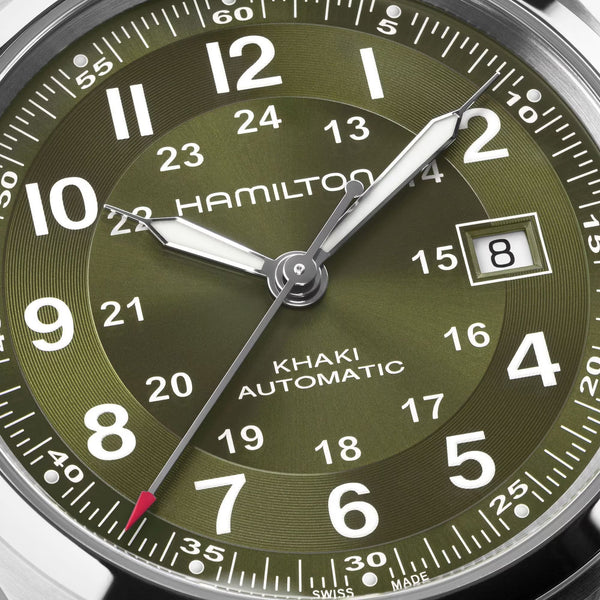 Hamilton Men's Khaki Field Leather Green Dial Automatic 42mm Watch
