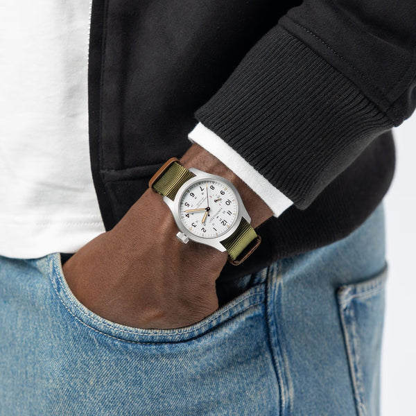 Hamilton Men's Khaki Field Mechanical Power Reserve Textile Strap Watch