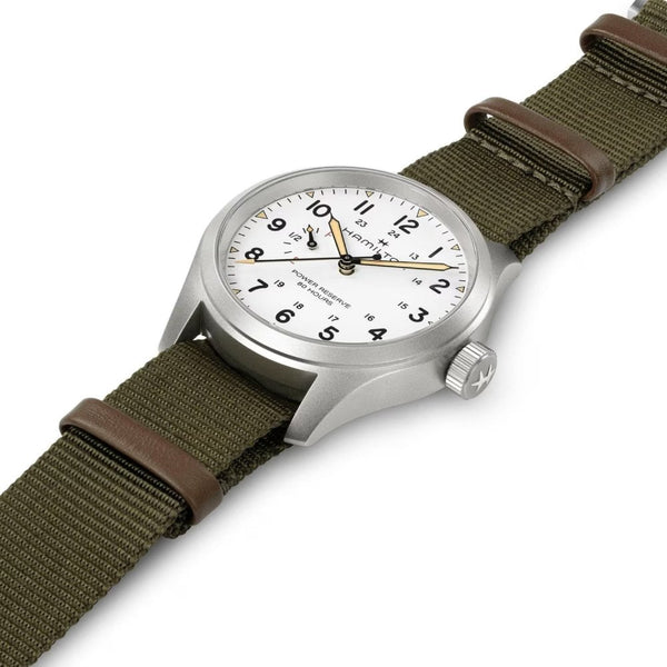 Hamilton Men's Khaki Field Mechanical Power Reserve Textile Strap Watch