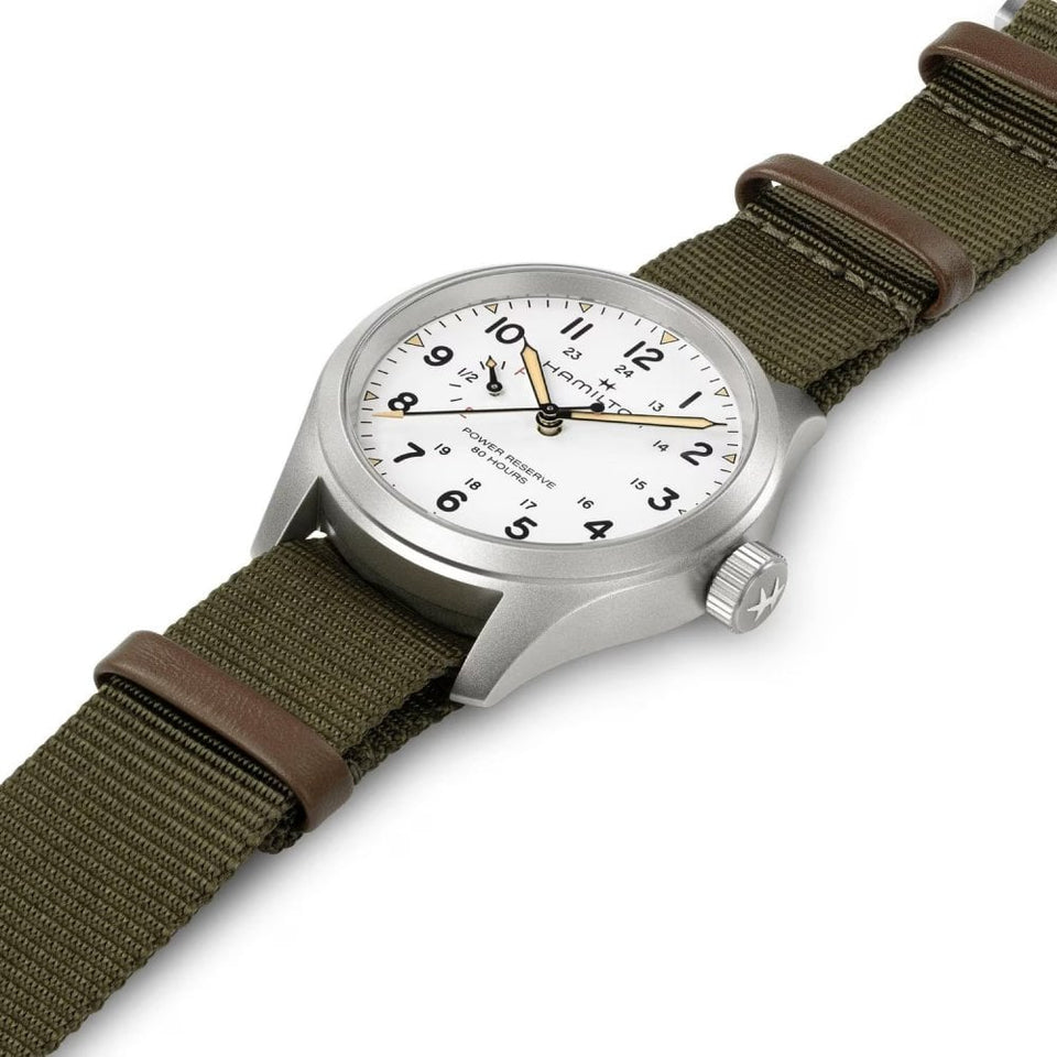 Hamilton Men's Khaki Field Mechanical Power Reserve Textile Strap Watch