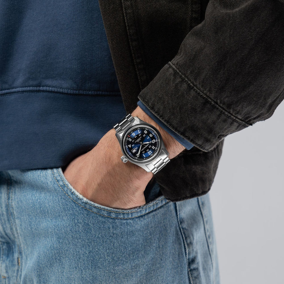 Hamilton Men's Khaki Field Steel Blue Dial Automatic 42mm Watch