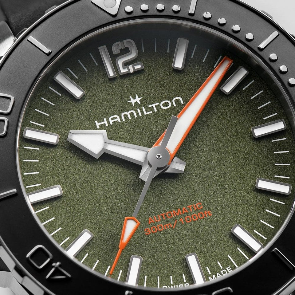 Hamilton Men's KHAKI NAVY FROGMAN 41mm Green Dial Diver's Watch