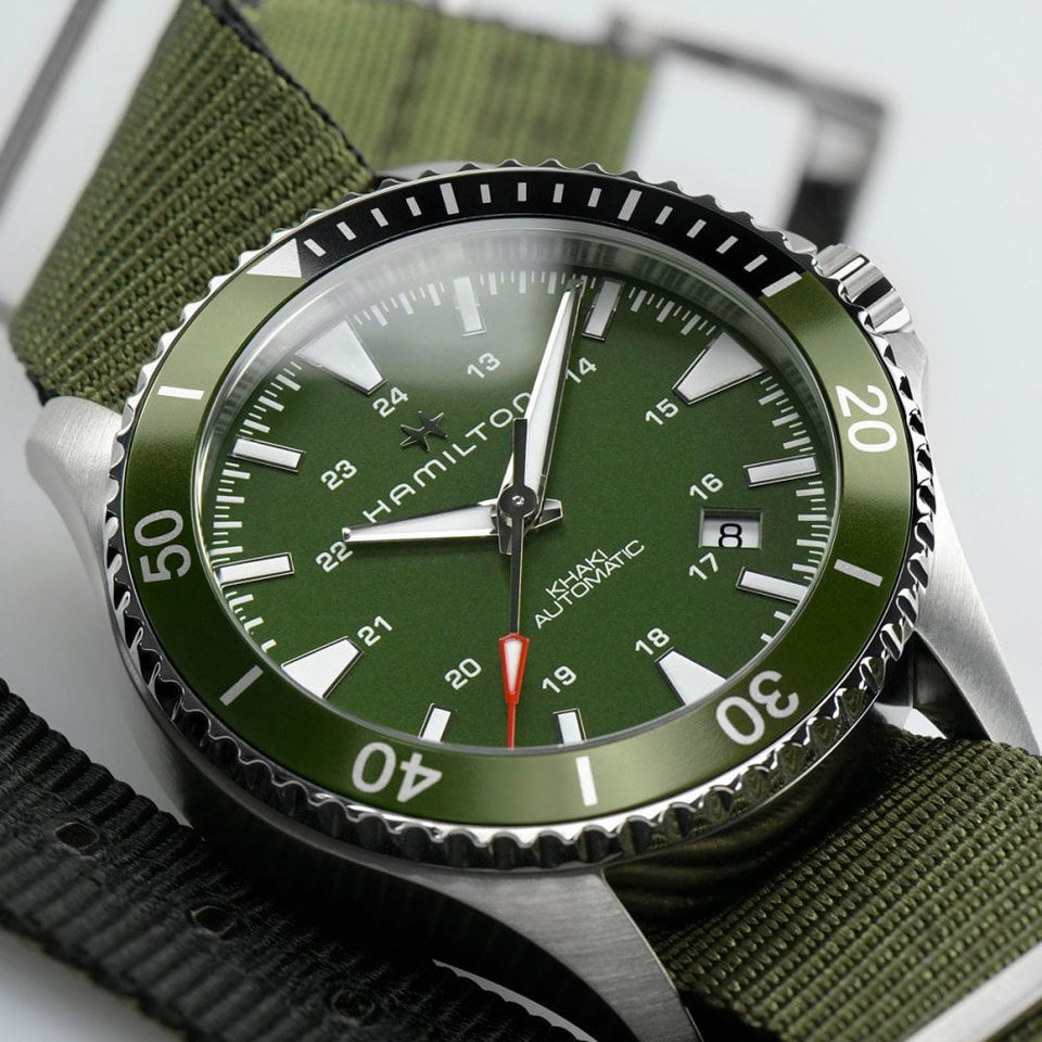 Hamilton Men's KHAKI NAVY SCUBA 40mm Auto Green NATO Watch