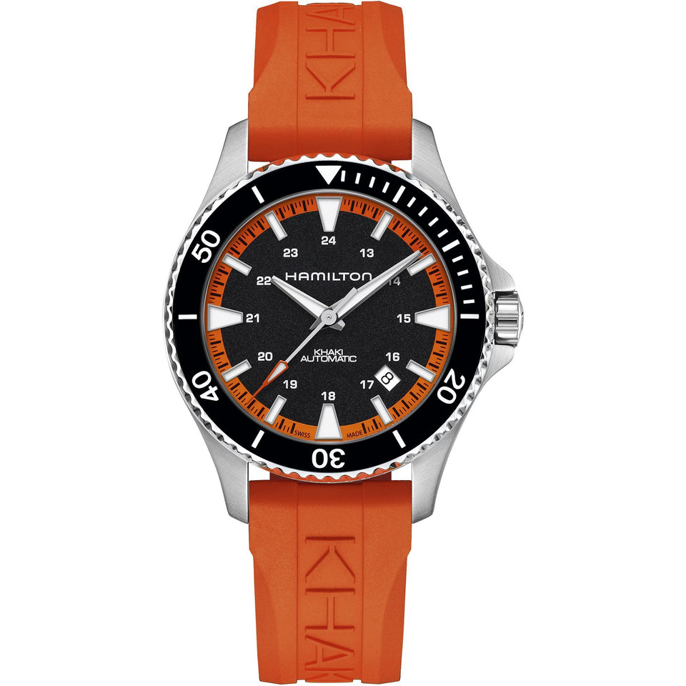 Hamilton Men's Khaki Navy Scuba Orange Rubber Strap Automatic Watch
