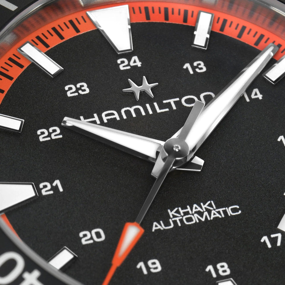 Hamilton Men's Khaki Navy Scuba Orange Rubber Strap Automatic Watch