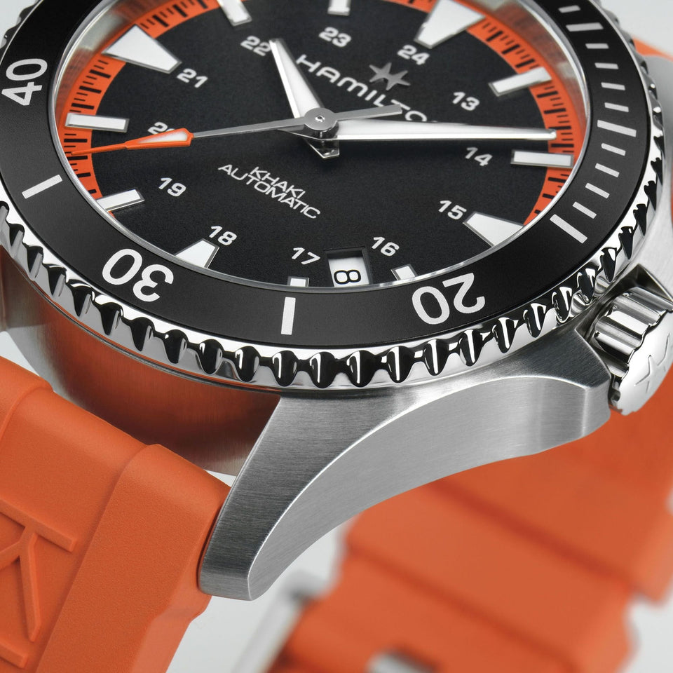 Hamilton Men's Khaki Navy Scuba Orange Rubber Strap Automatic Watch