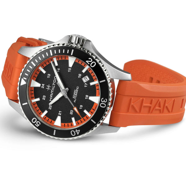 Hamilton Men's Khaki Navy Scuba Orange Rubber Strap Automatic Watch