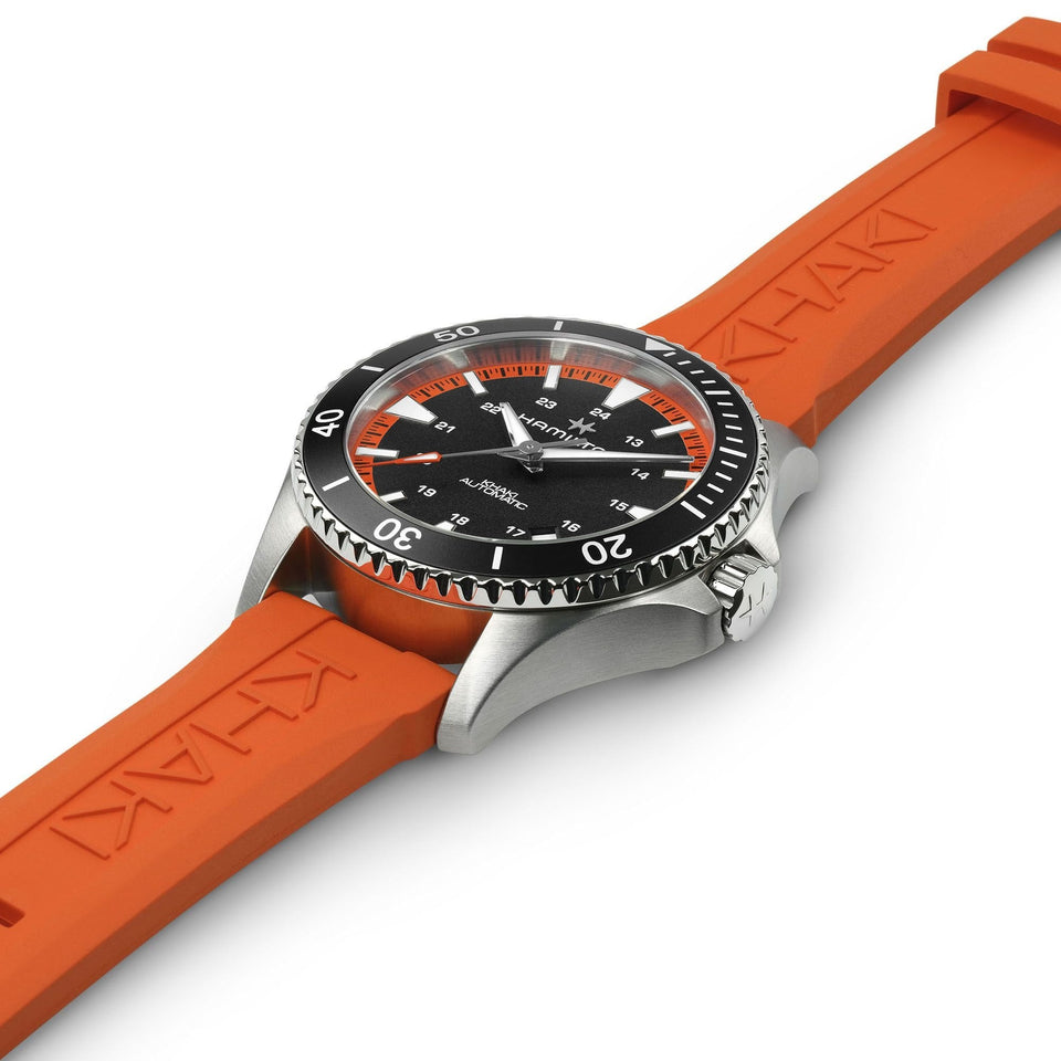 Hamilton Men's Khaki Navy Scuba Orange Rubber Strap Automatic Watch