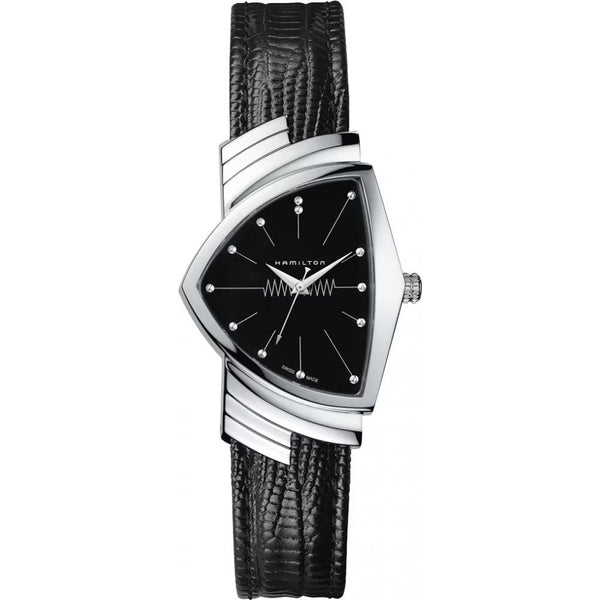 Hamilton Men's Ventura Quartz 32mm Black Dial Leather Strap Watch
