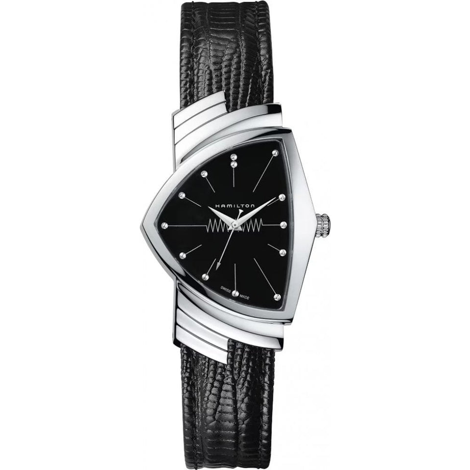 Hamilton Men's Ventura Quartz 32mm Black Dial Leather Strap Watch