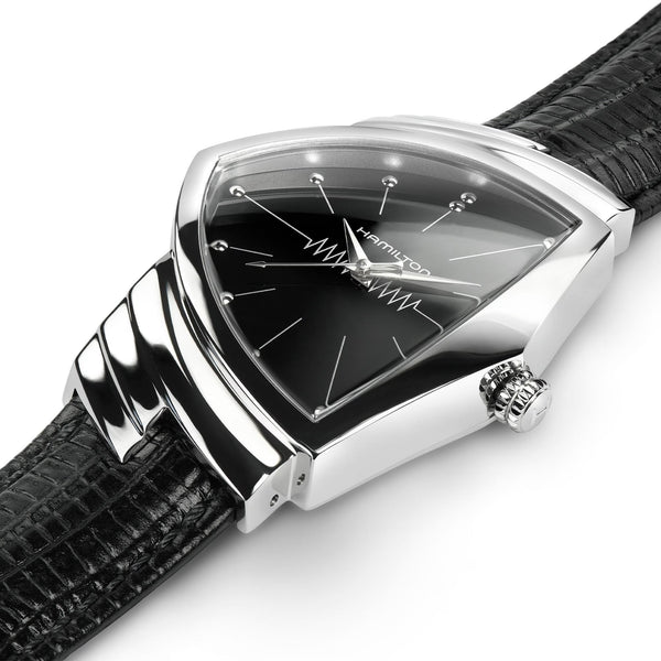 Hamilton Men's Ventura Quartz 32mm Black Dial Leather Strap Watch