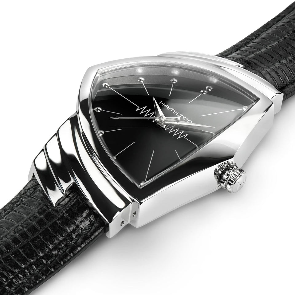 Hamilton Men's Ventura Quartz 32mm Black Dial Leather Strap Watch