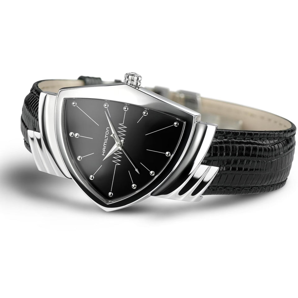 Hamilton Men's Ventura Quartz 32mm Black Dial Leather Strap Watch