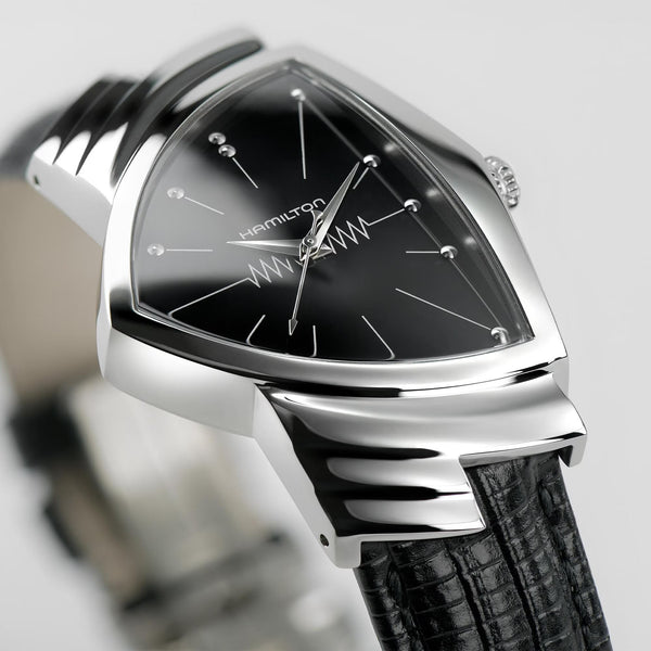 Hamilton Men's Ventura Quartz 32mm Black Dial Leather Strap Watch
