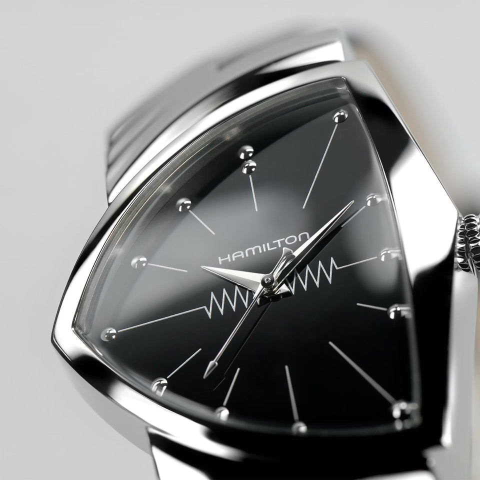 Hamilton Men's Ventura Quartz 32mm Black Dial Leather Strap Watch