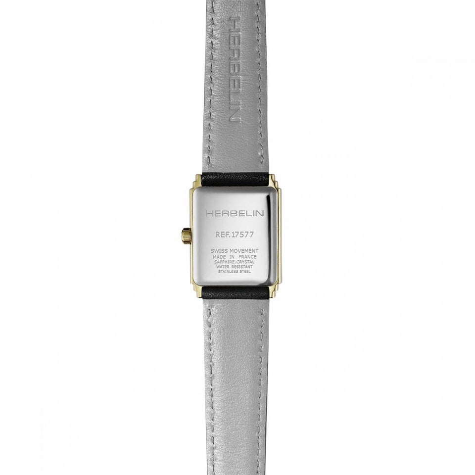 Herbelin Ladies ART DECO 1925 Diamond Black Strap Watch