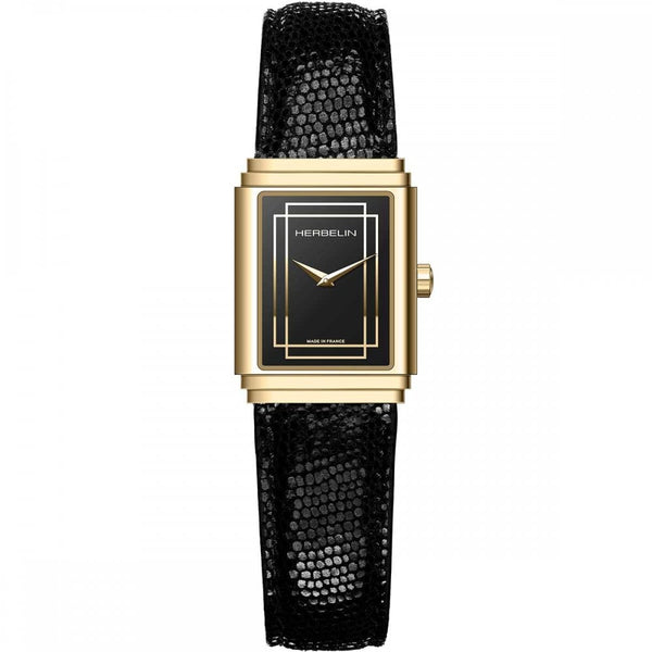 Herbelin Ladies ART DECO 1925 PVD Black Strap Watch