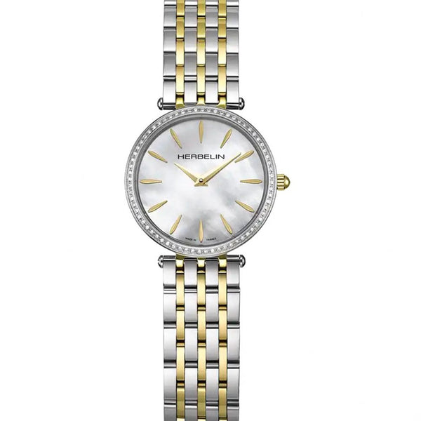 Herbelin Ladies EPSILON Stone Set Mother Of Pearl Two Tone Watch