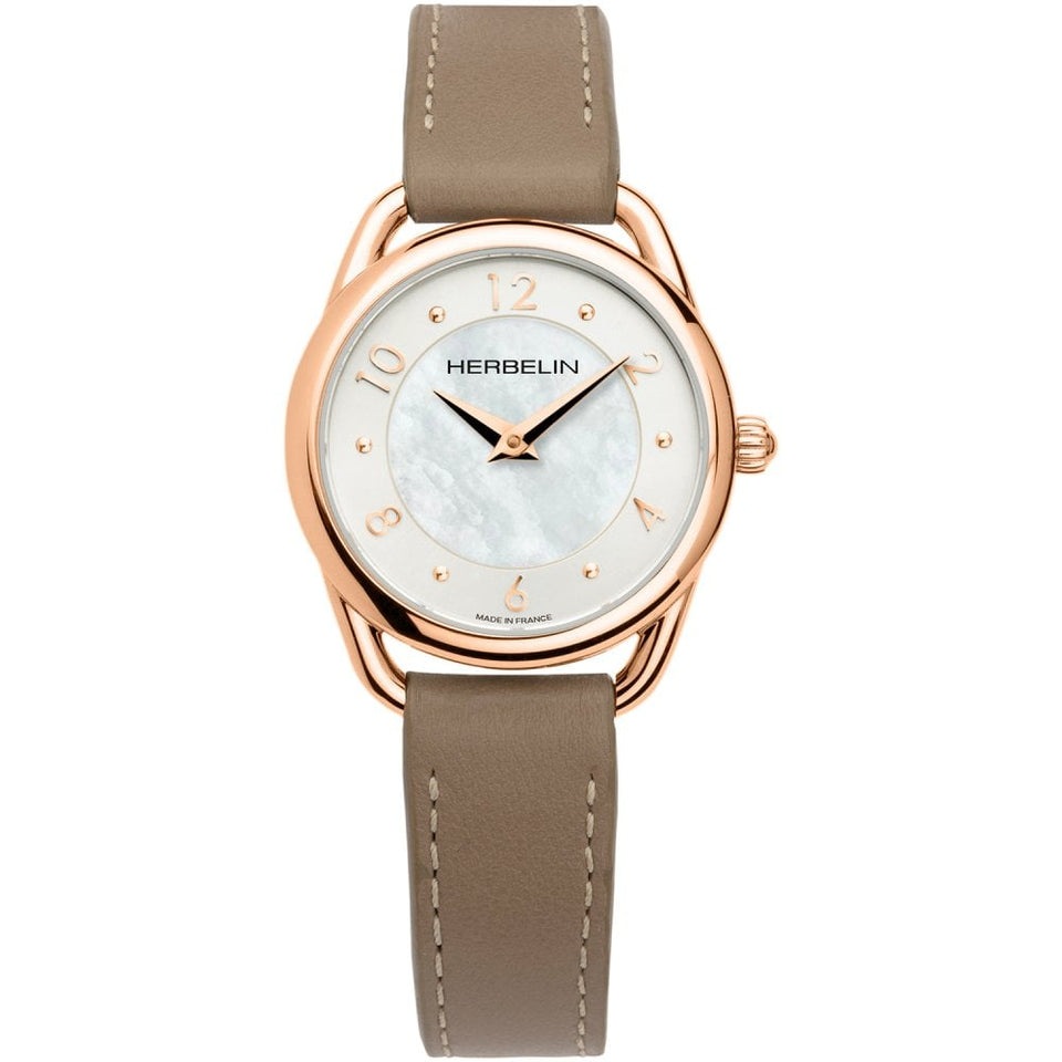 Herbelin Ladies EQUINOXE Taupe Leather Strap Watch