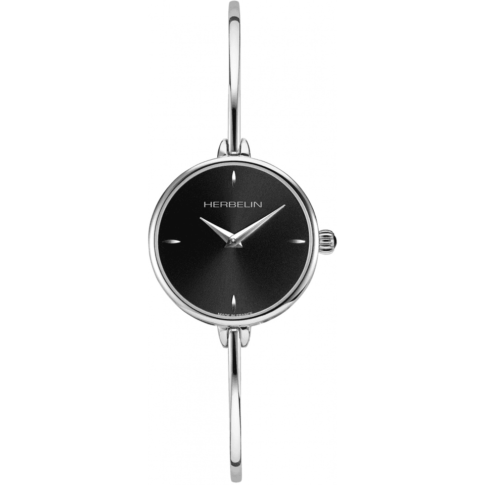 Herbelin Ladies FIL Black Dial Steel Bangle Watch