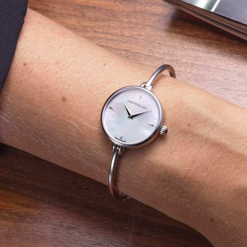 Herbelin Ladies FIL Steel Bangle Watch, MOP Dial