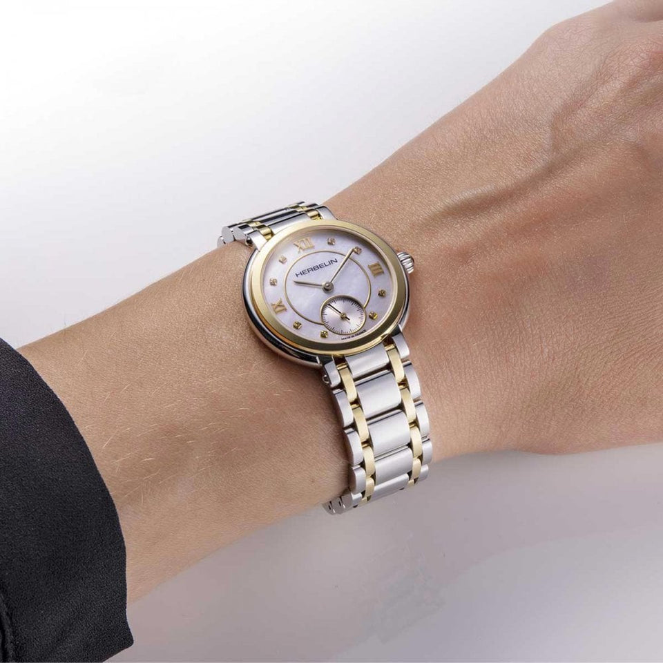 Herbelin Ladies GALET DIAMOND 31mm Two Tone Quartz Watch