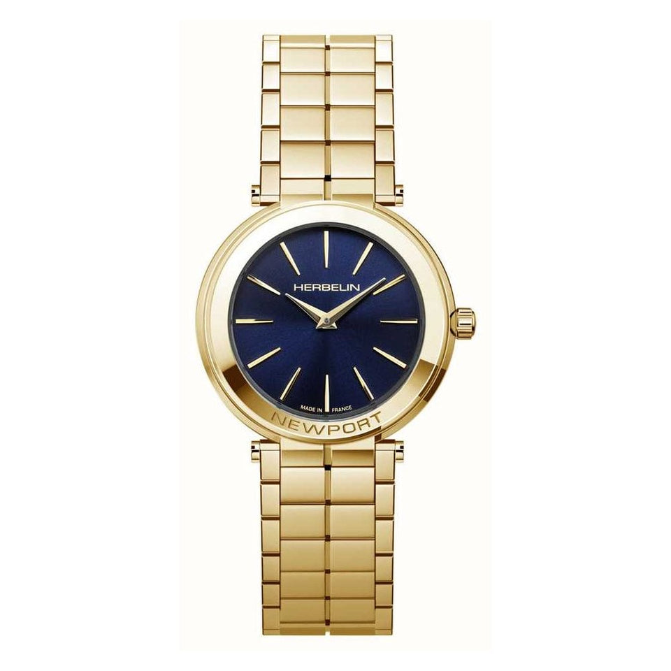 Herbelin Ladies NEWPORT Gold Plated 32mm Blue Dial Watch