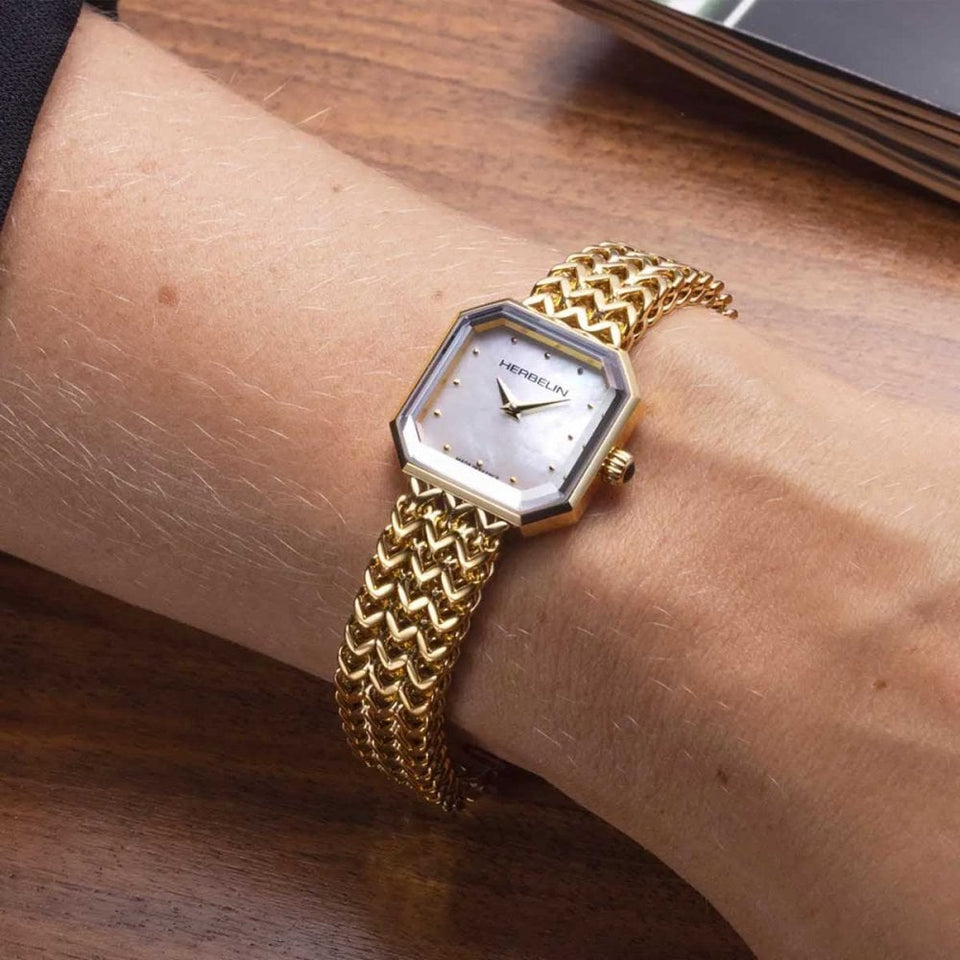 Herbelin Ladies OCTOGONE 22mm Gold PVD Quartz Watch