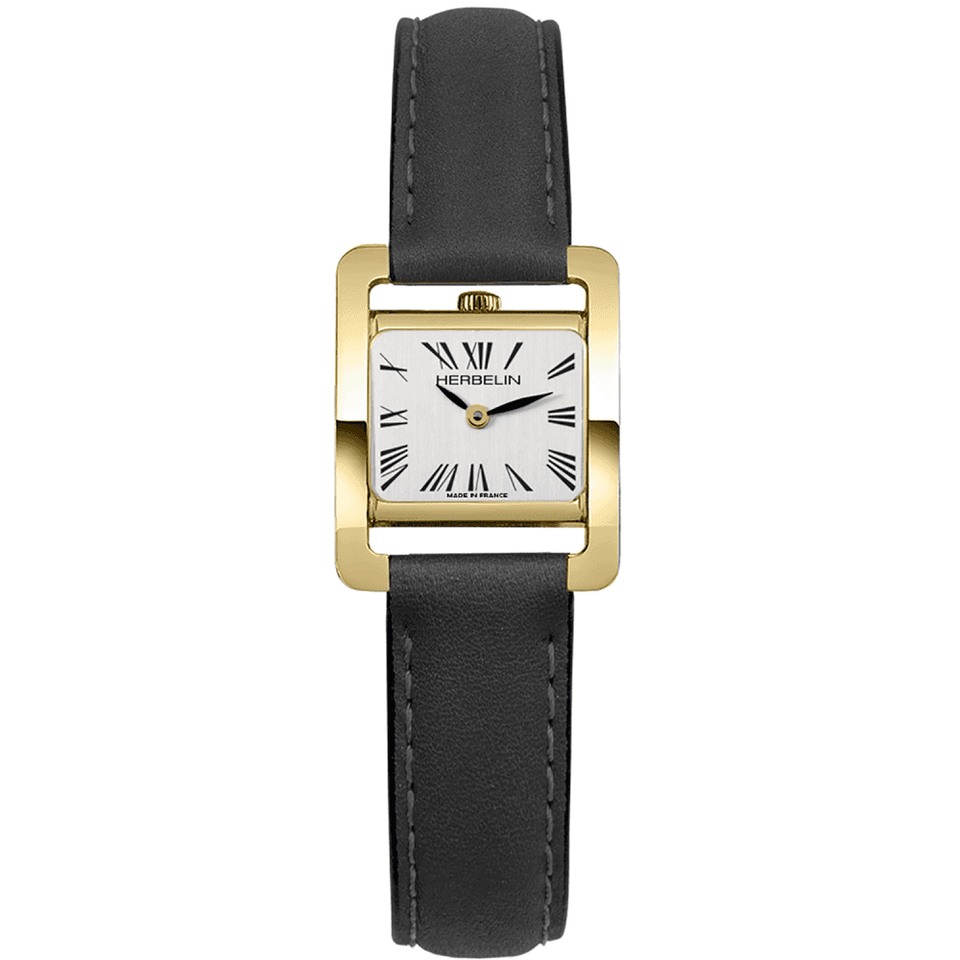 Herbelin Ladies V AVENUE 22.5mm White Dial Black Strap Watch