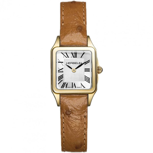 Herbelin LUNA Mini Gold Toned Camel Leather Strap Watch