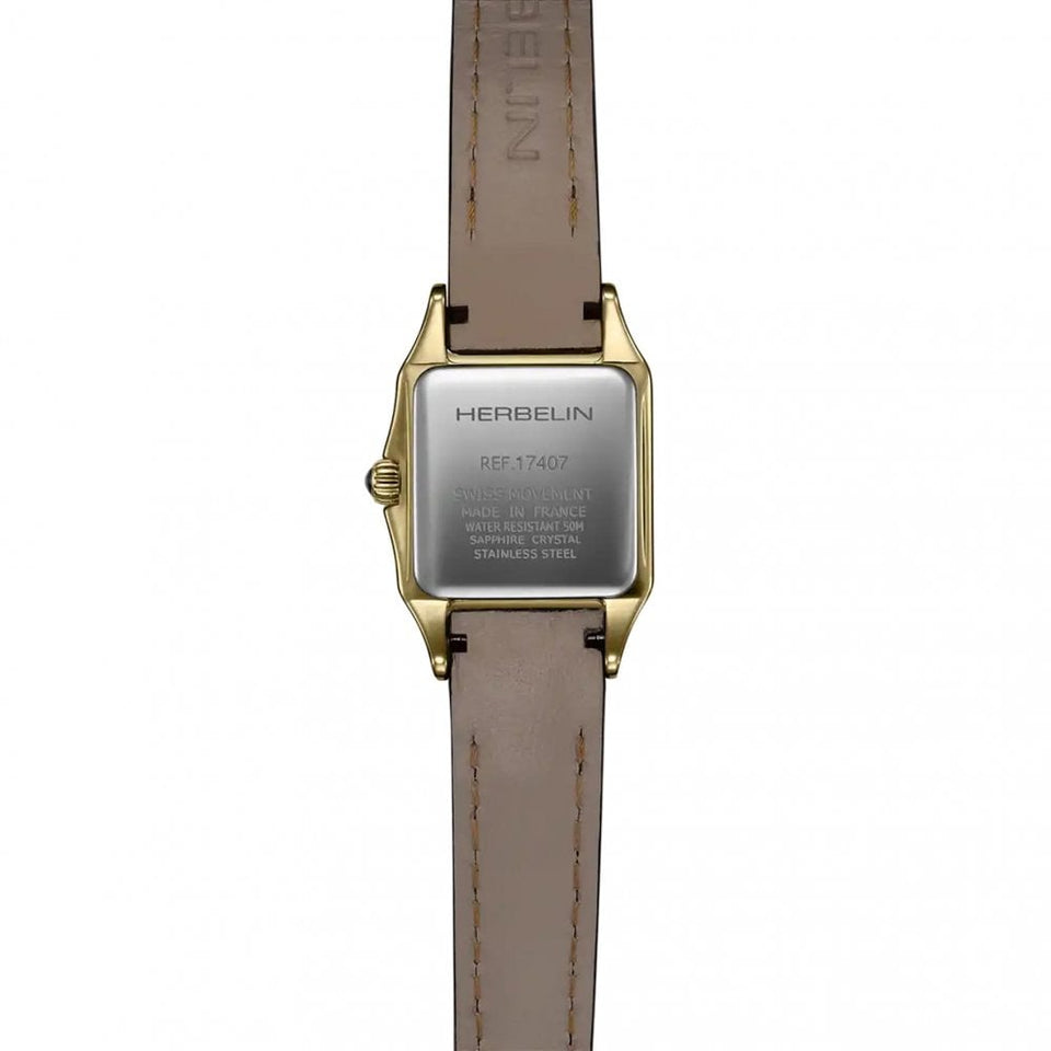 Herbelin LUNA Mini Gold Toned Camel Leather Strap Watch