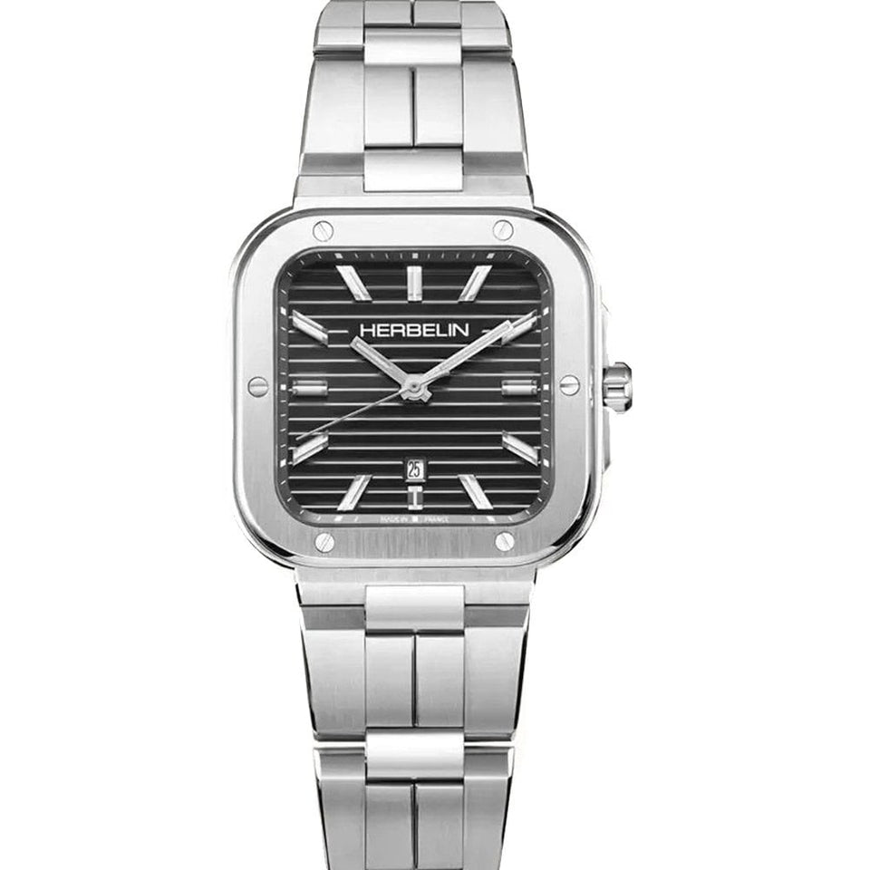 Herbelin Men's CAP CAMARAT Sqaure Black Dial Bracelet Watch