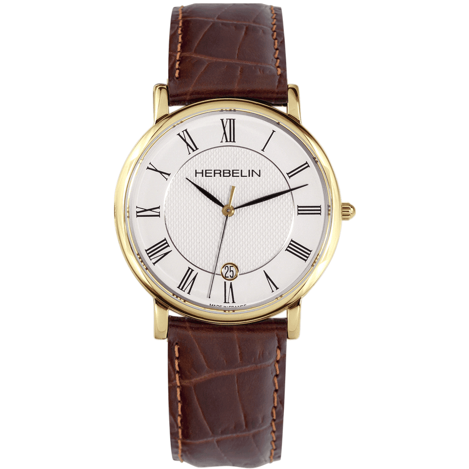 Herbelin Men's CLASSIQUES 38mm Brown Leather Strap Watch