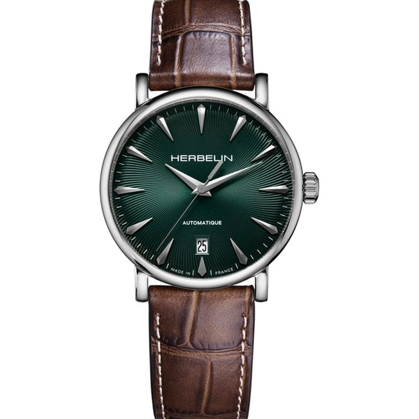Herbelin Men's INSPIRATION Green Dial Brown Leather Strap Watch