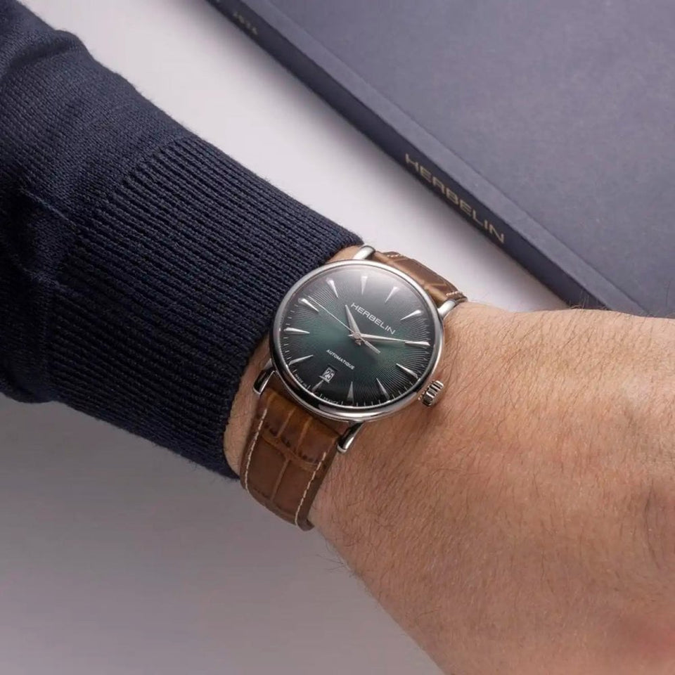 Herbelin Men's INSPIRATION Green Dial Brown Leather Strap Watch