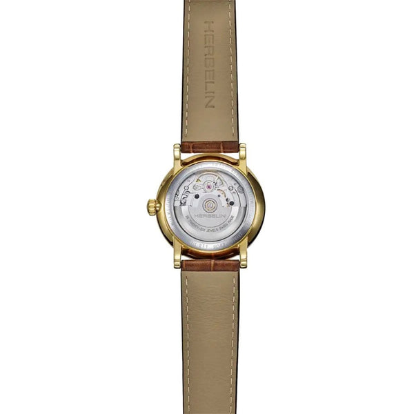 Herbelin Men's INSPIRATION Green Dial Gold PVD Brown Leather Watch