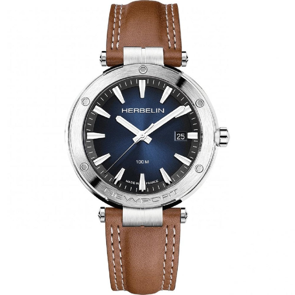 Herbelin Men's NEWPORT 40.5mm Quartz Brown Strap Watch
