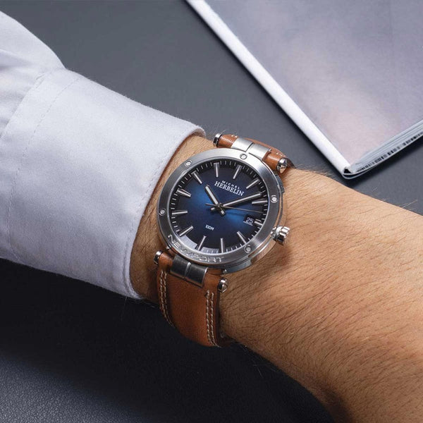 Herbelin Men's NEWPORT 40.5mm Quartz Brown Strap Watch