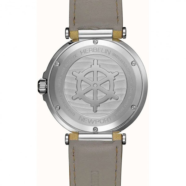 Herbelin Men's NEWPORT Black Dial Beige Leather Strap Watch