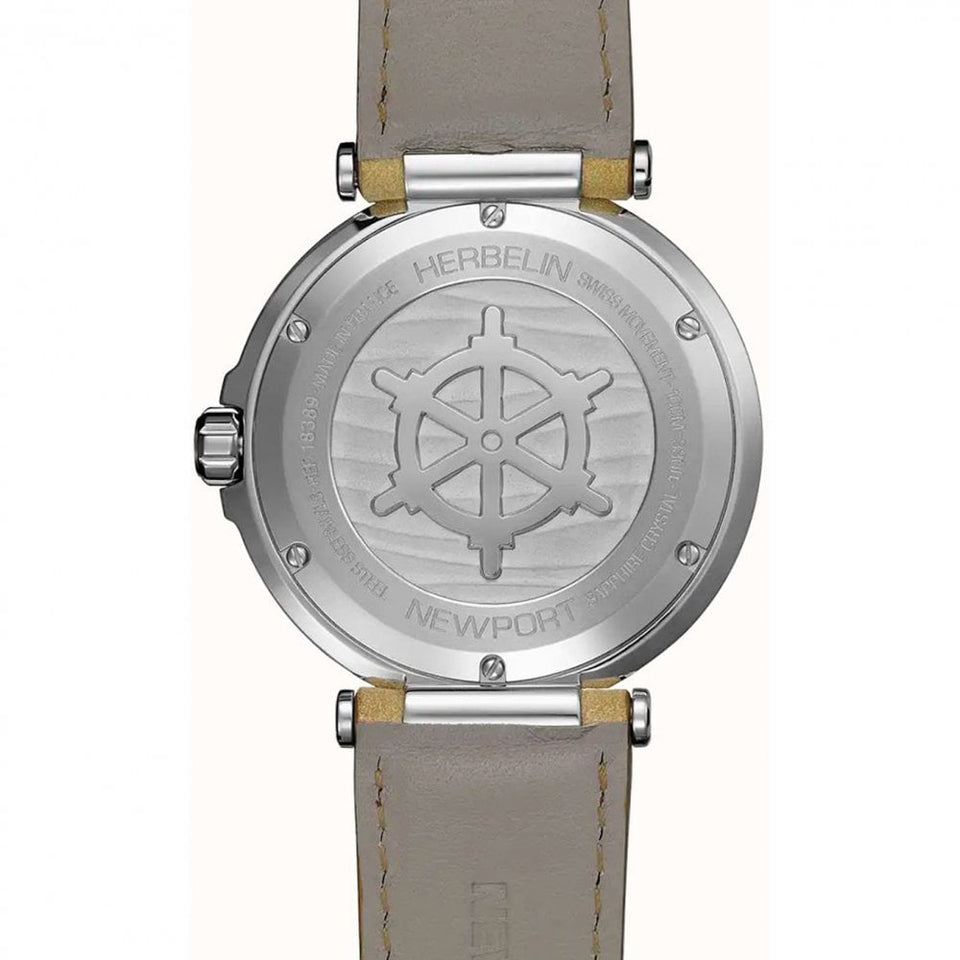 Herbelin Men's NEWPORT Black Dial Beige Leather Strap Watch
