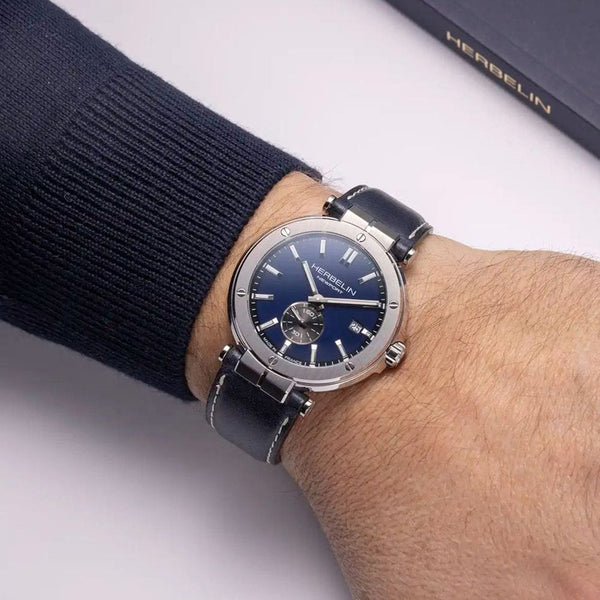 Herbelin Men's NEWPORT Blue Dial Leather Strap Watch