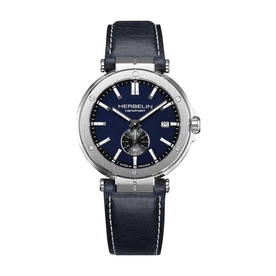 Herbelin Men's NEWPORT Blue Dial Leather Strap Watch