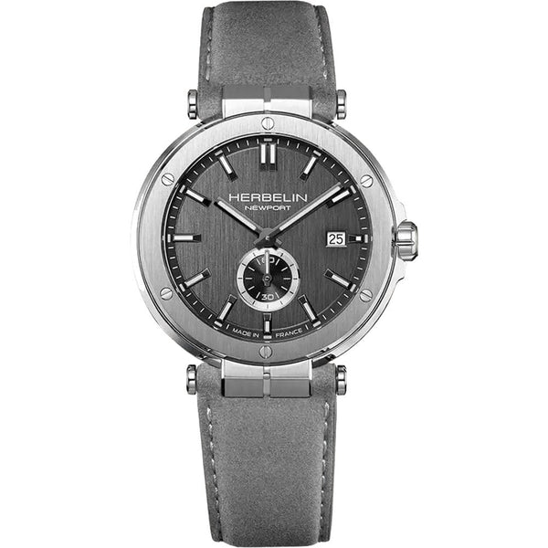 Herbelin Men's NEWPORT Grey Dial Leather Strap Watch
