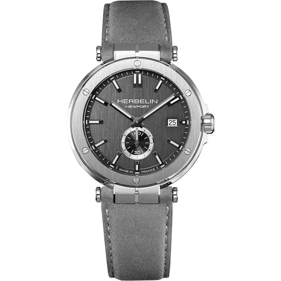 Herbelin Men's NEWPORT Grey Dial Leather Strap Watch