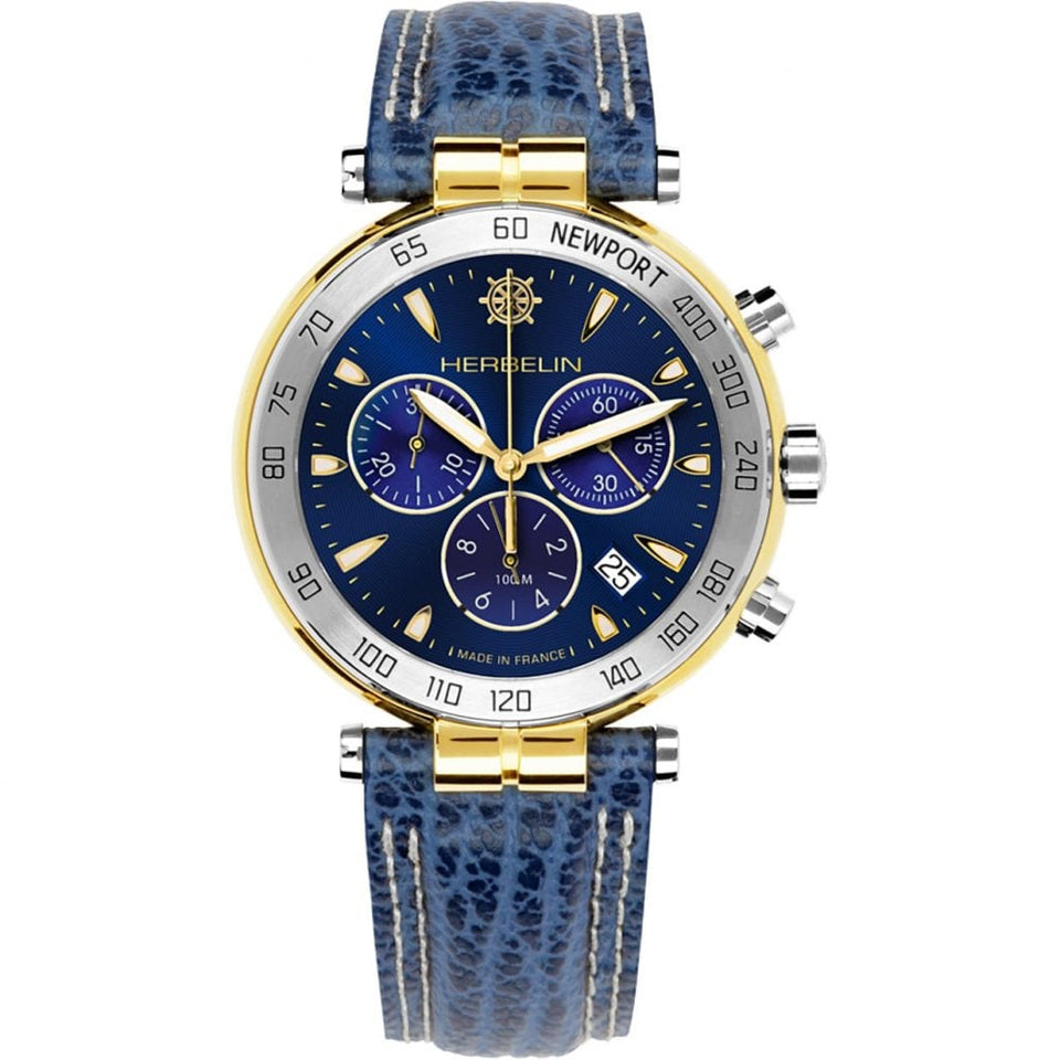 Herbelin Men's NEWPORT ORIGINALS 40mm Blue Chronograph Watch