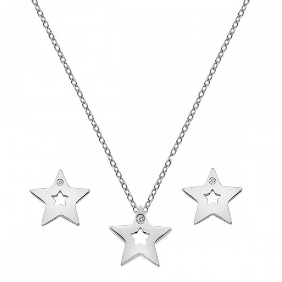 Hot Diamonds Amulets Open Star Necklace and Earring Set