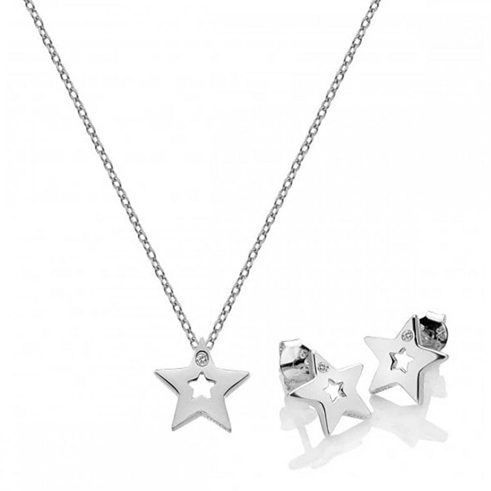Hot Diamonds Amulets Open Star Necklace and Earring Set