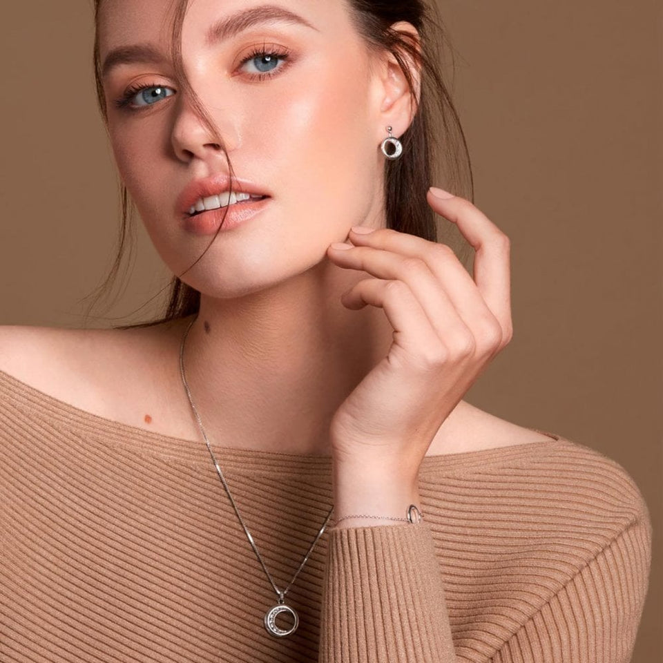 Hot Diamonds Celestial Quarter Moon Topaz Drop Earrings