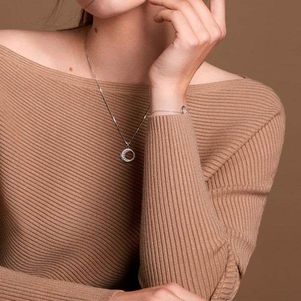 Hot Diamonds Celestial Quarter Moon Topaz Necklace