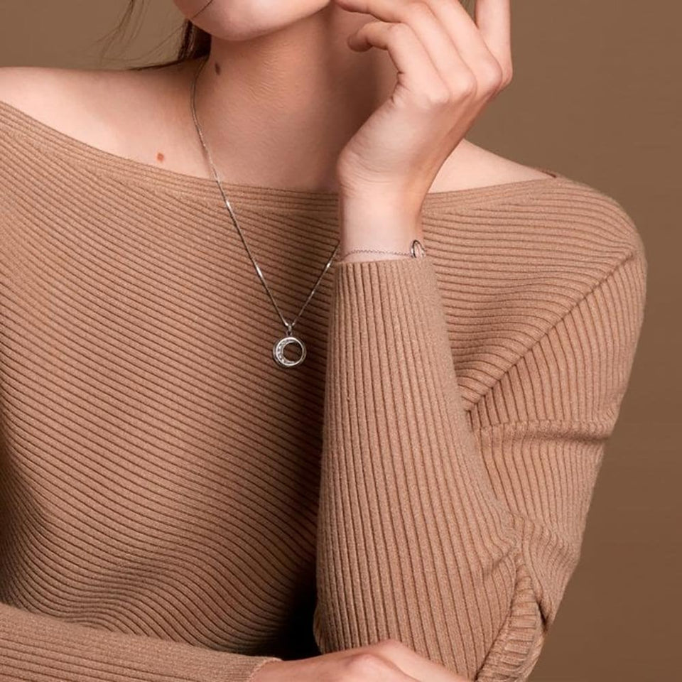 Hot Diamonds Celestial Quarter Moon Topaz Necklace